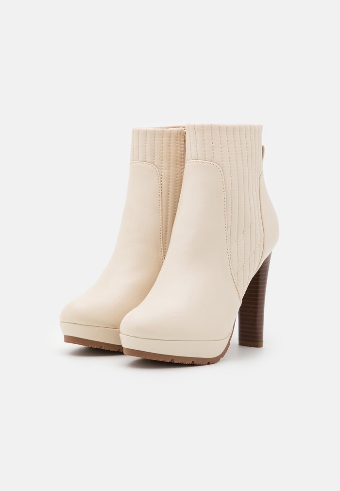 Bottines Anna Field Plateforme Block heel platform Zip UP Blanche Femme | VSO-3331441